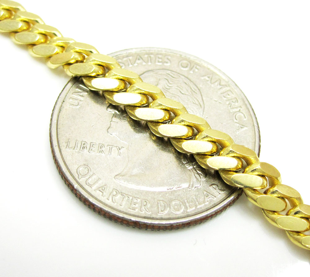 14k yellow gold solid tight miami link chain 18-26 inch 5mm - Image 3