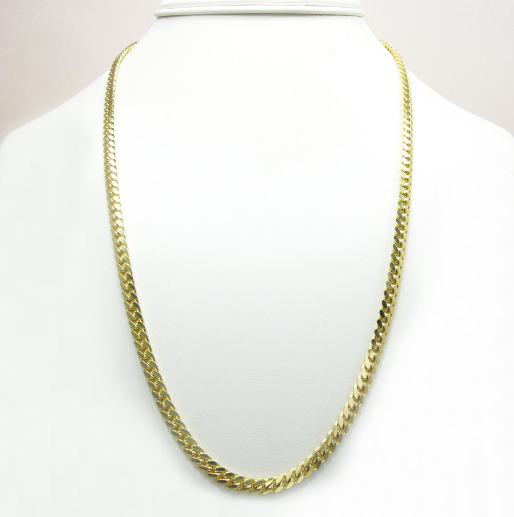14k yellow gold solid tight miami link chain 18-26 inch 5mm