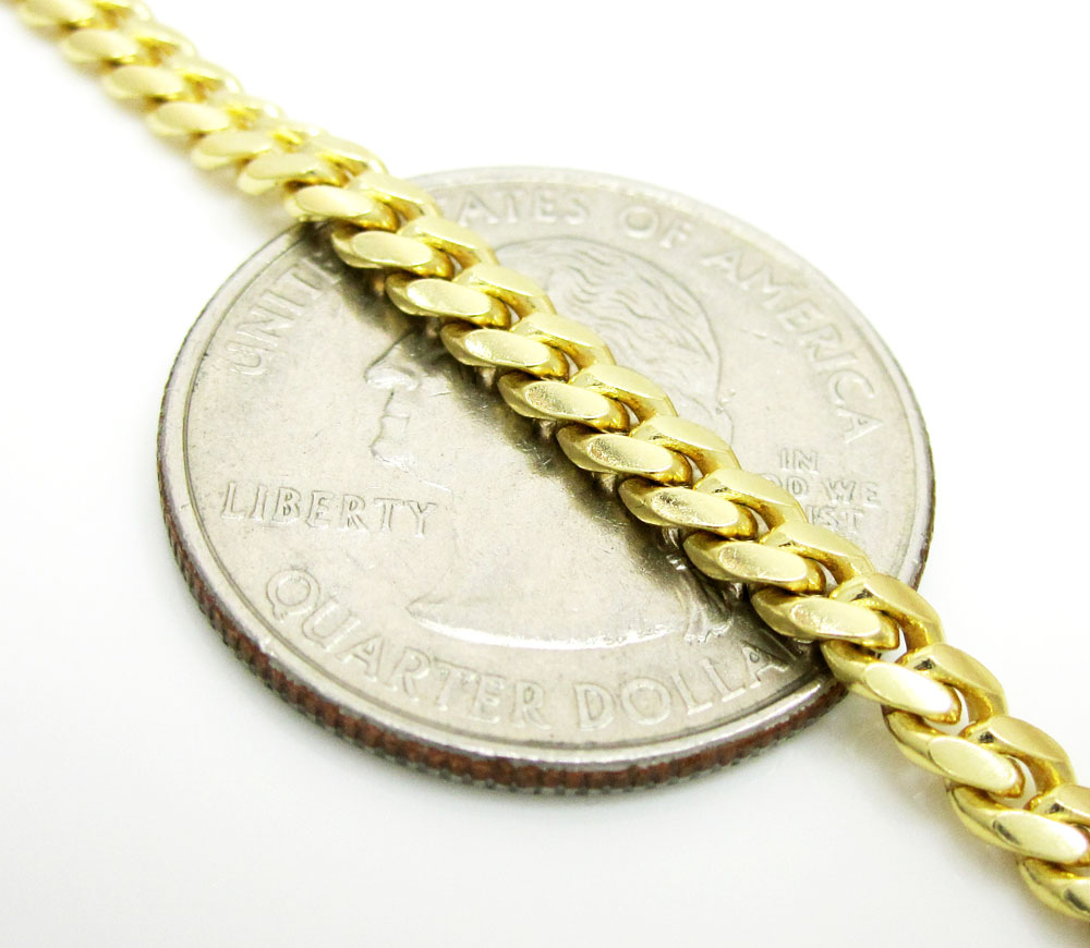 14k yellow gold solid tight miami link chain 20-24 inch 3.8mm