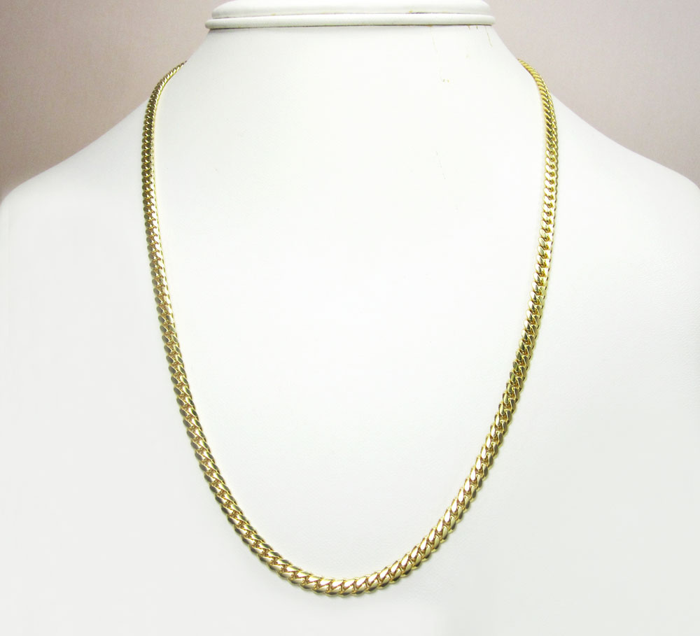 14k yellow gold solid tight miami link chain 18-24 inch 3.8mm