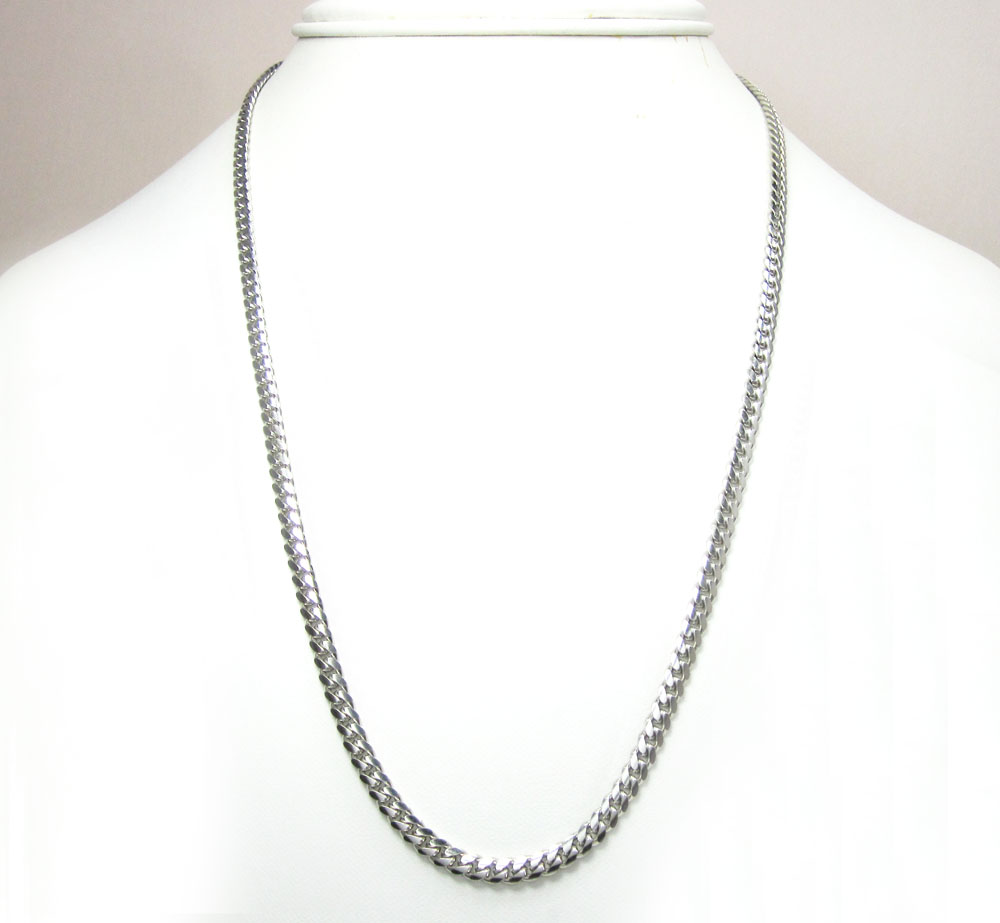 20 Inch White Gold Chain 14K White Gold Solid Tight Miami Link Chain 20 Inch 3.8mm