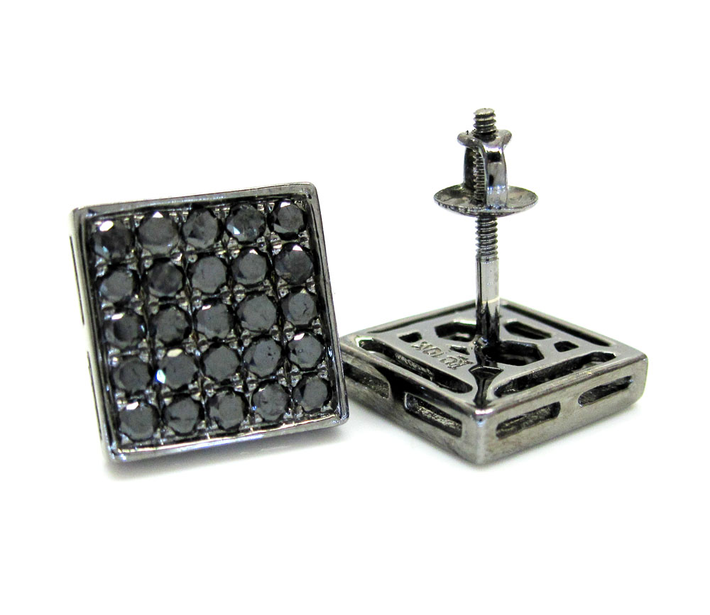 10k black gold black diamond earrings 1.00ct - Image 2