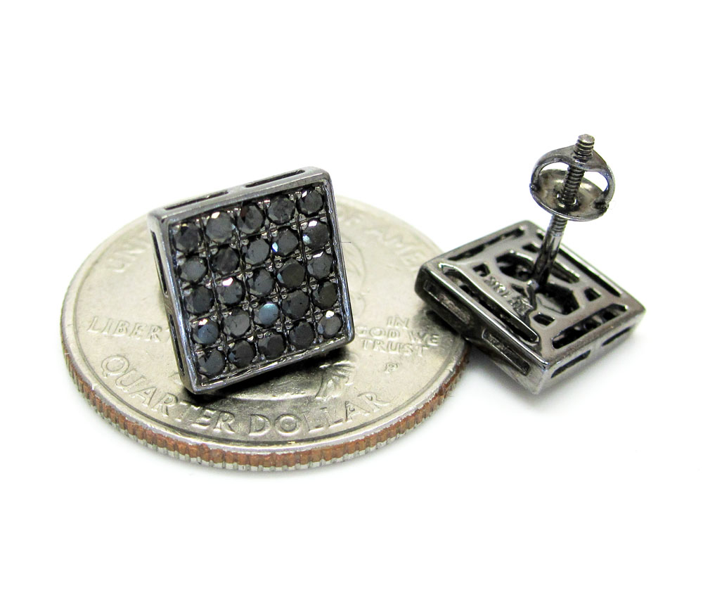 10k black gold black diamond earrings 1.00ct - Image 3