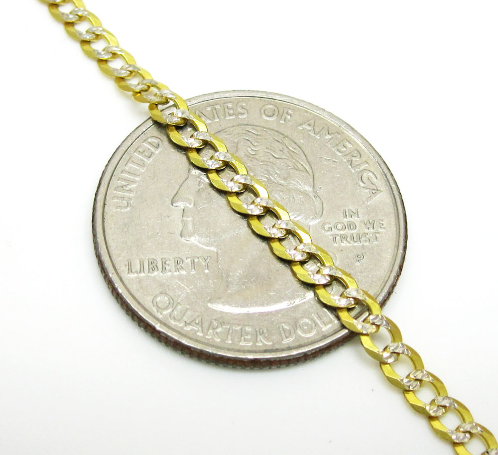 10k yellow gold solid diamond cut cuban link chain 18-30