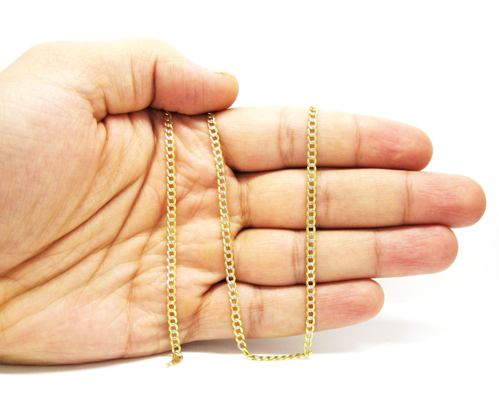 10k yellow gold solid diamond cut cuban link chain 18-30