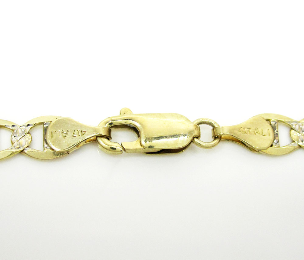 10k yellow gold solid diamond cut mariner link chain 20-36 inch 5.2mm