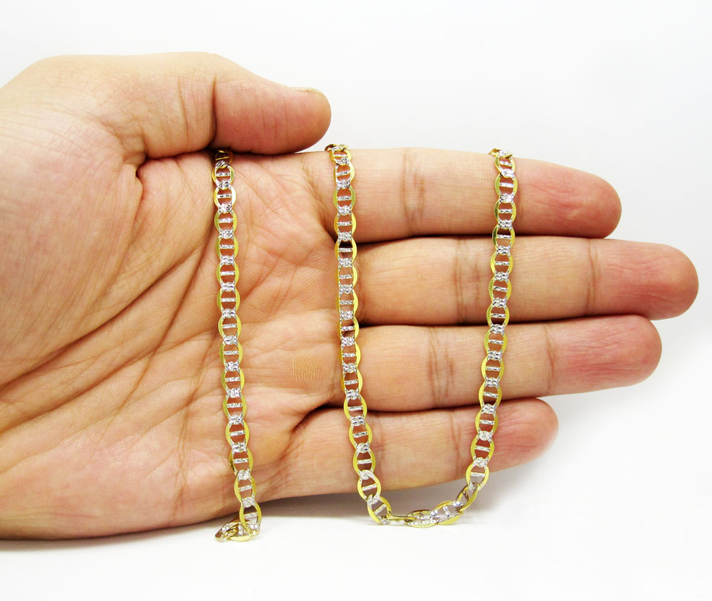 10k yellow gold solid diamond cut mariner link chain 20-36 inch 5.2mm - Image 4