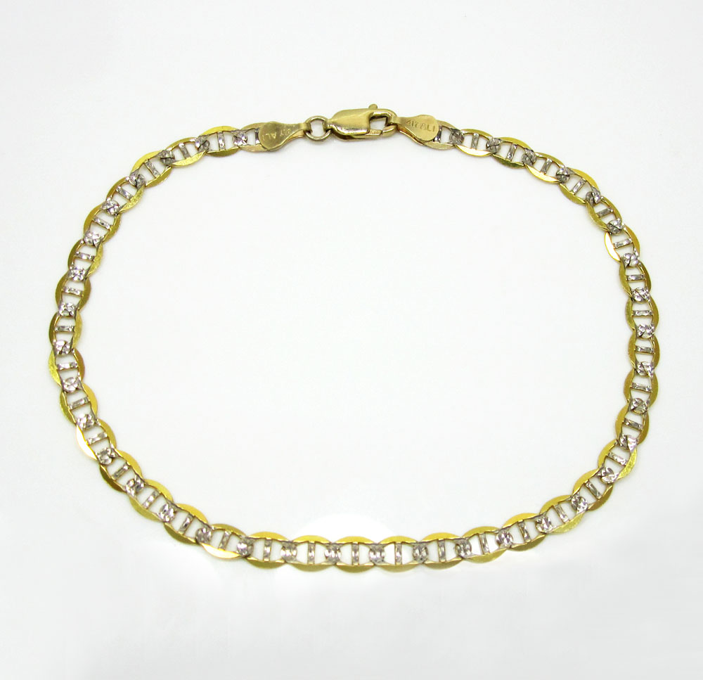 10k yellow gold solid diamond cut mariner bracelet 8.50 inch 4.2mm 