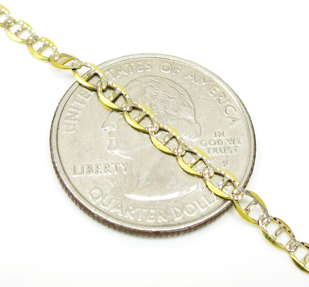 10k yellow gold solid diamond cut mariner link chain 16-22 inch 3mm - Image 2
