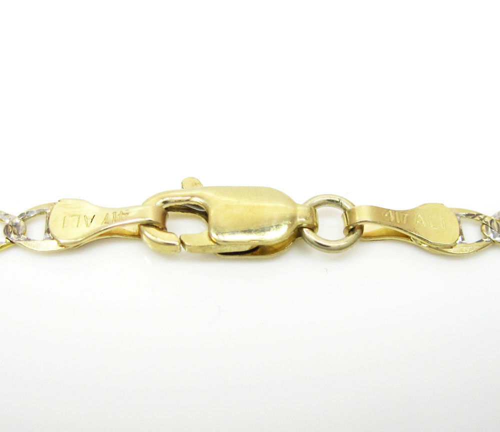 10k yellow gold solid diamond cut mariner link chain 16-22 inch 3mm