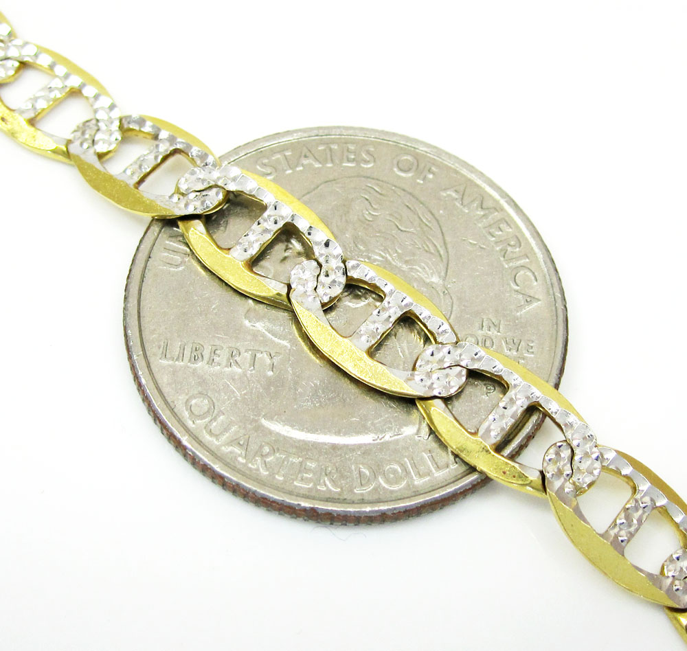 10k yellow gold solid diamond cut mariner link chain 26 inch 6mm