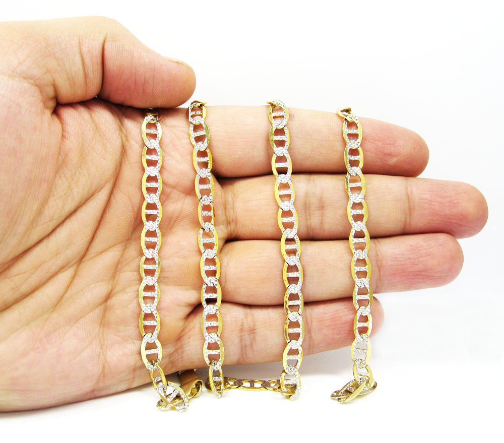 10k yellow gold solid diamond cut mariner link chain 20-26” 6mm - Image 5