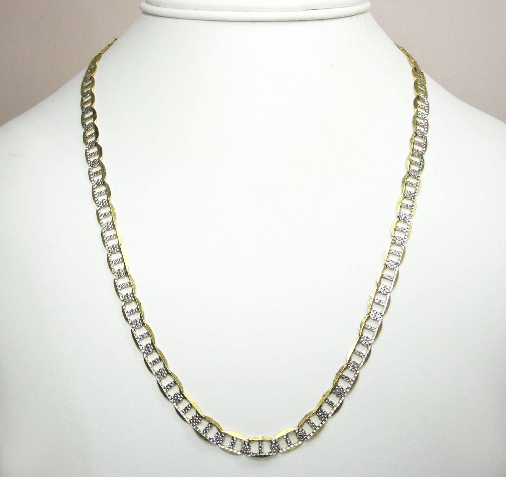 10k yellow gold solid diamond cut mariner link chain 26 inch 6mm