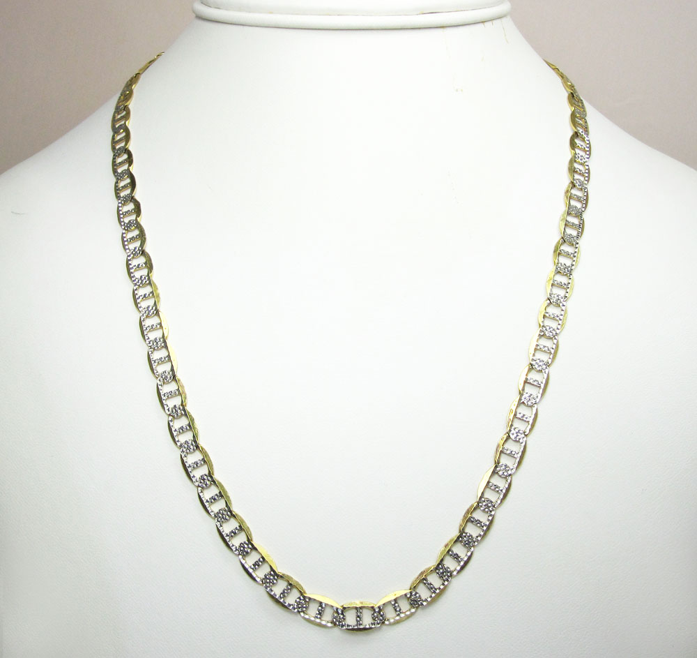 10k yellow gold solid diamond cut mariner link chain 20-26” 6mm