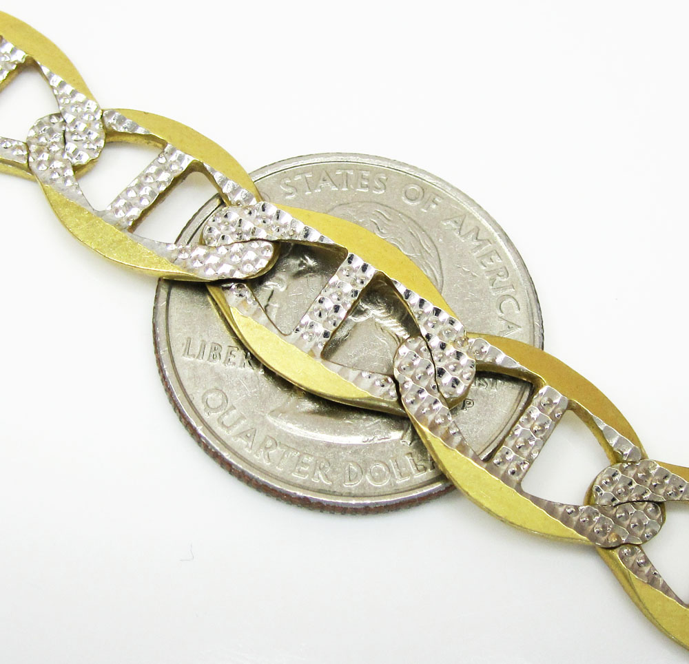 10k yellow gold solid diamond cut mariner link chain 24 inch 10.5mm - Image 3