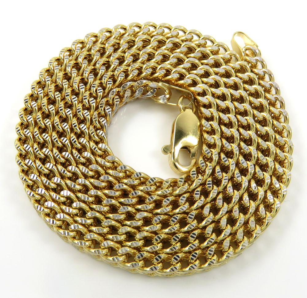 10k yellow gold diamond cut franco link chain 20-26 inch 3.50mm - Image 2