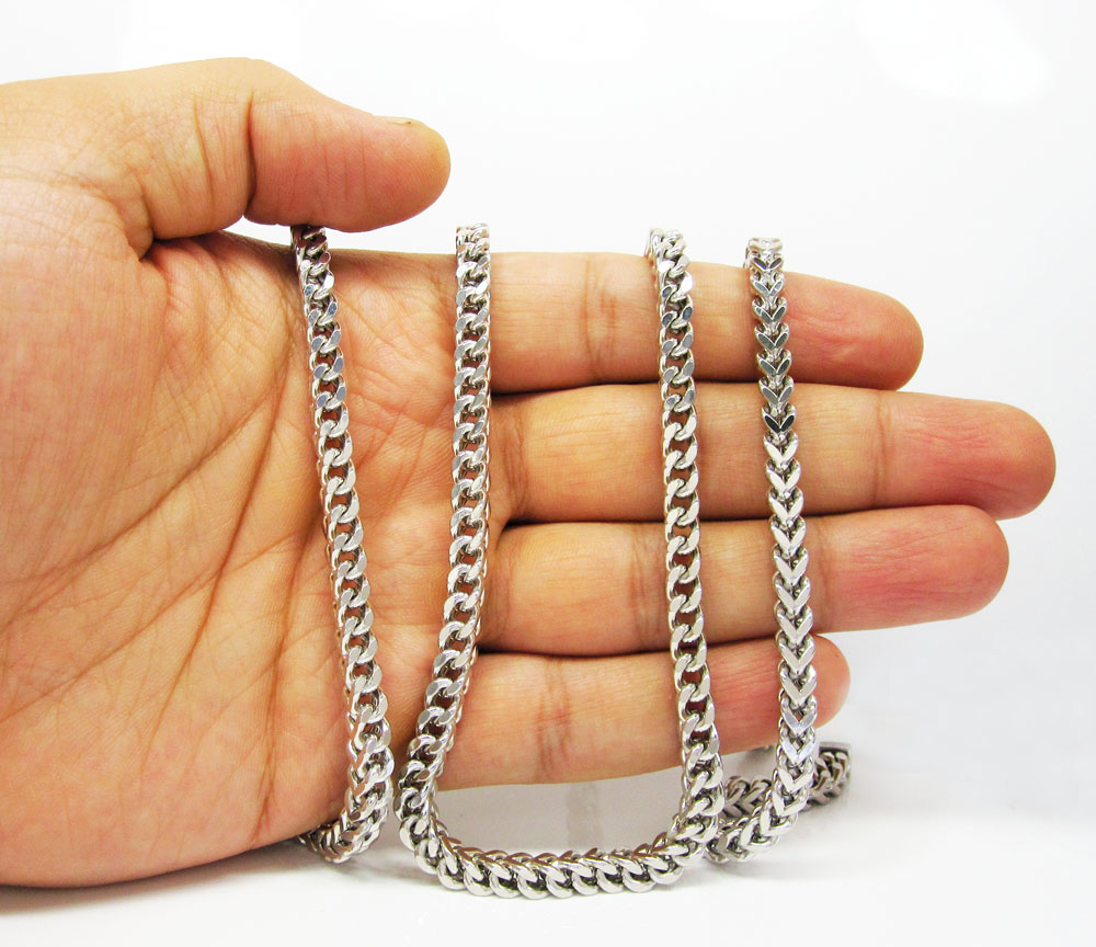 10k white gold solid franco link chain 36 inch 5mm