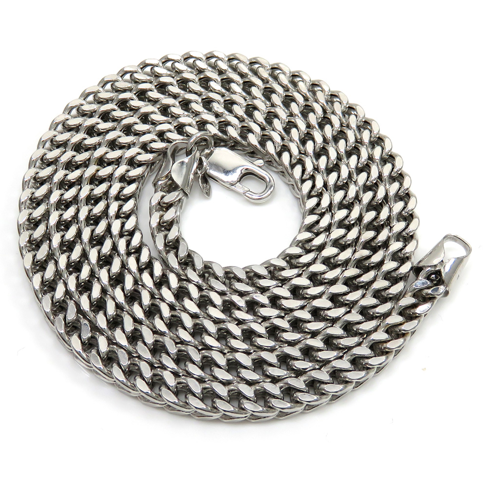 10k white gold diamond cut franco link chain 26-30 inch 6.5mm