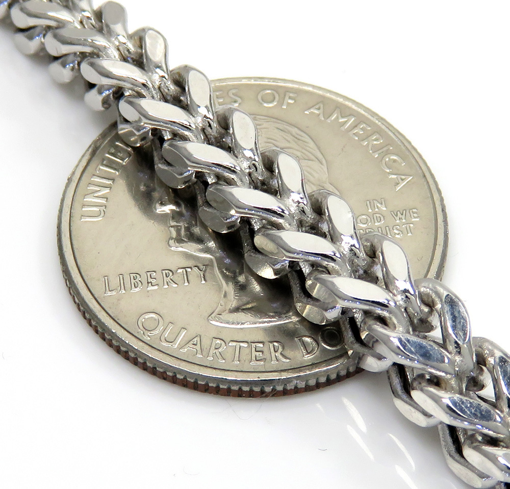 10k white gold diamond cut franco link chain 26-30 inch 6.5mm
