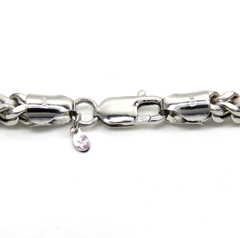 10k white gold diamond cut franco link chain 26-30 inch 6.5mm