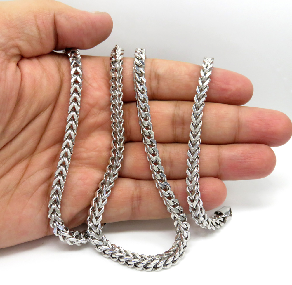 10k white gold diamond cut franco link chain 26-30 inch 6.5mm - Image 5