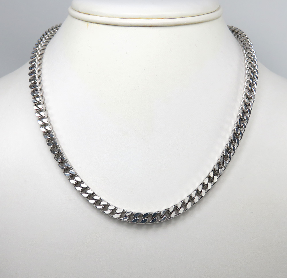 10k white gold diamond cut franco link chain 26-30 inch 6.5mm