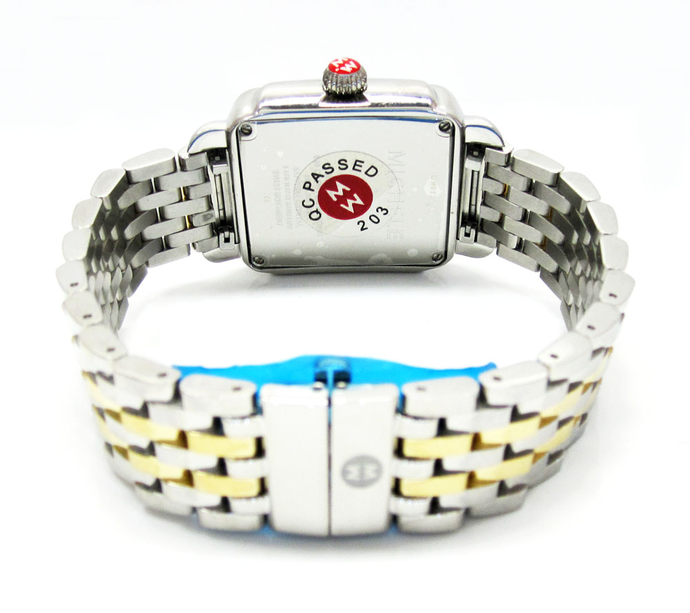 Ladies michelle deco two tone stainless steel diamond watch 0.60ct