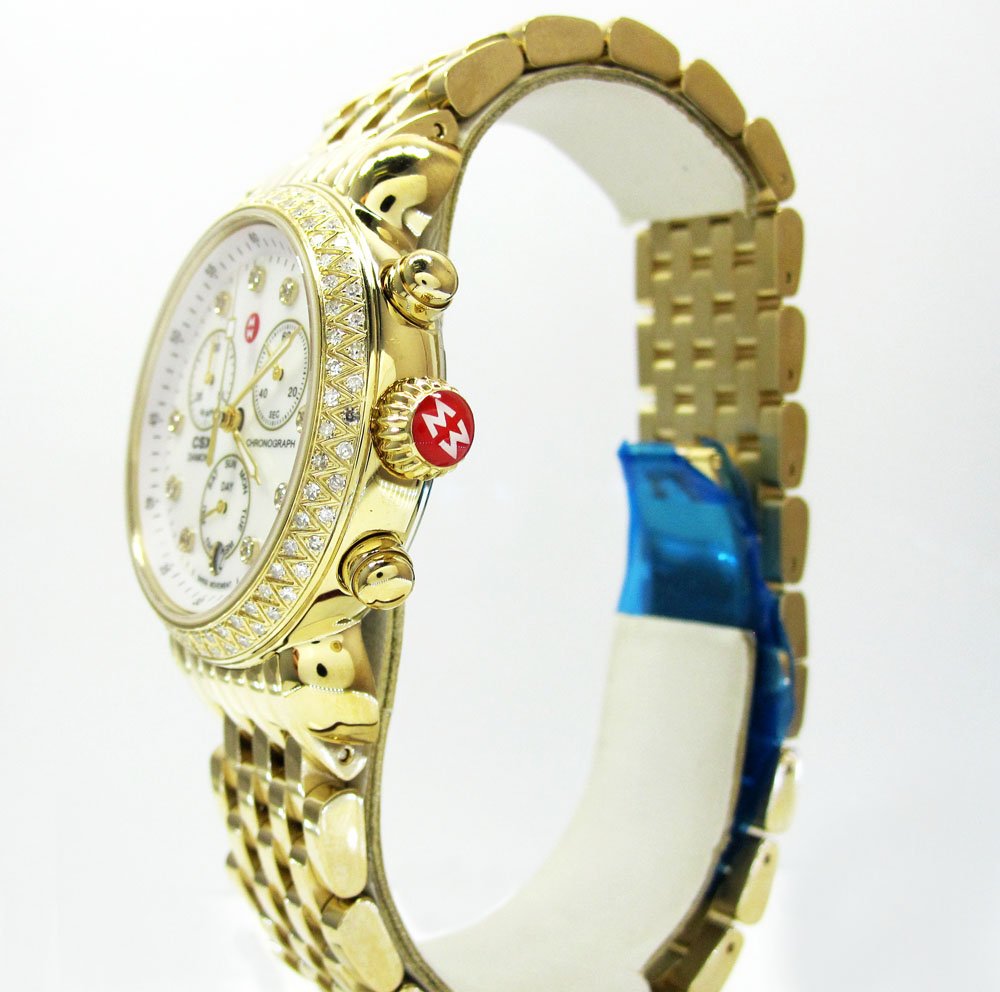 Ladies michele signature csx-36 diamond yellow stainless steel watch 0.64ct