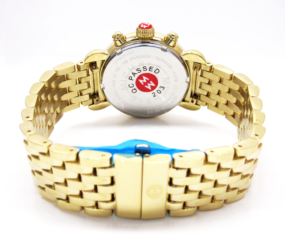 Ladies michele signature csx-36 diamond yellow stainless steel watch 0.64ct