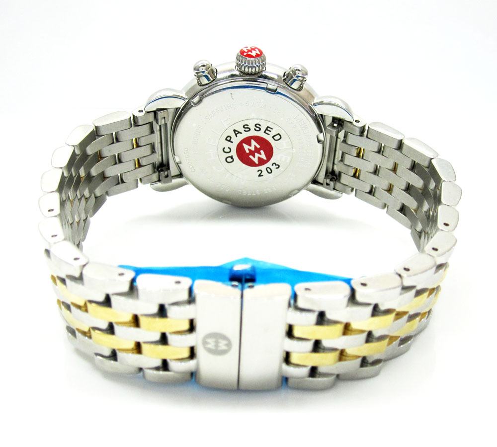 Ladies michele signature csx-36 diamond two tone stainless steel watch 0.04ct