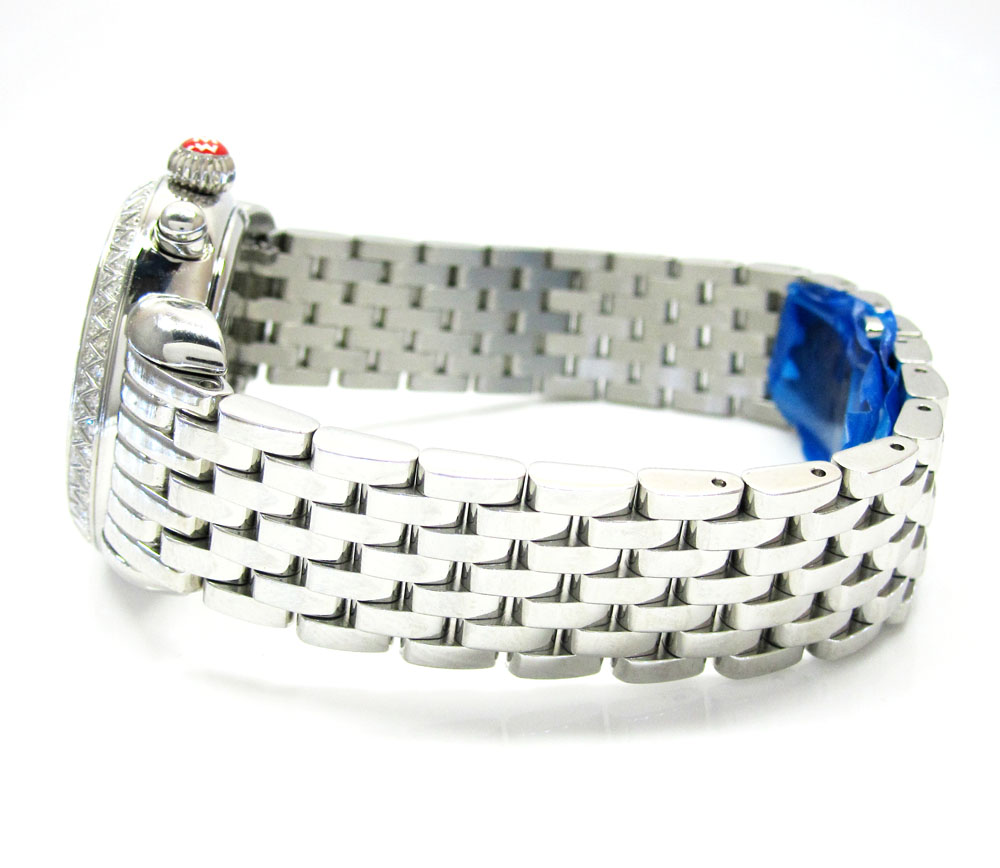 Ladies michele signature csx-36 diamond white stainless steel watch 0.64ct