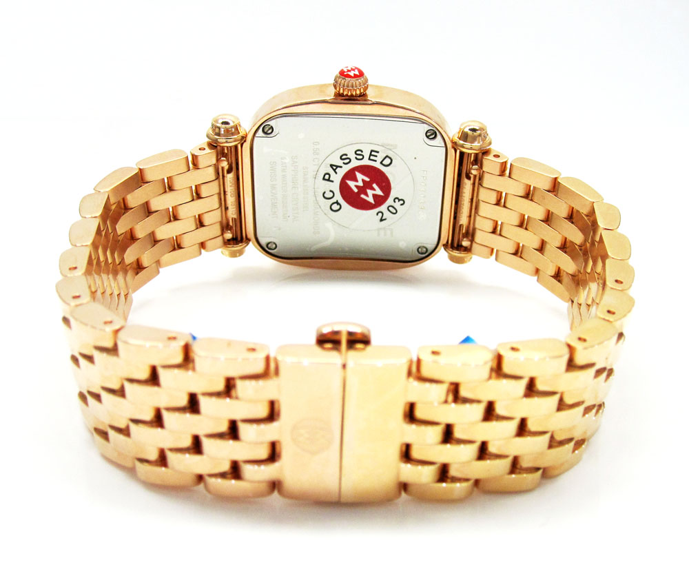 Ladies michele caber isle diamond rose stainless steel watch 0.58ct