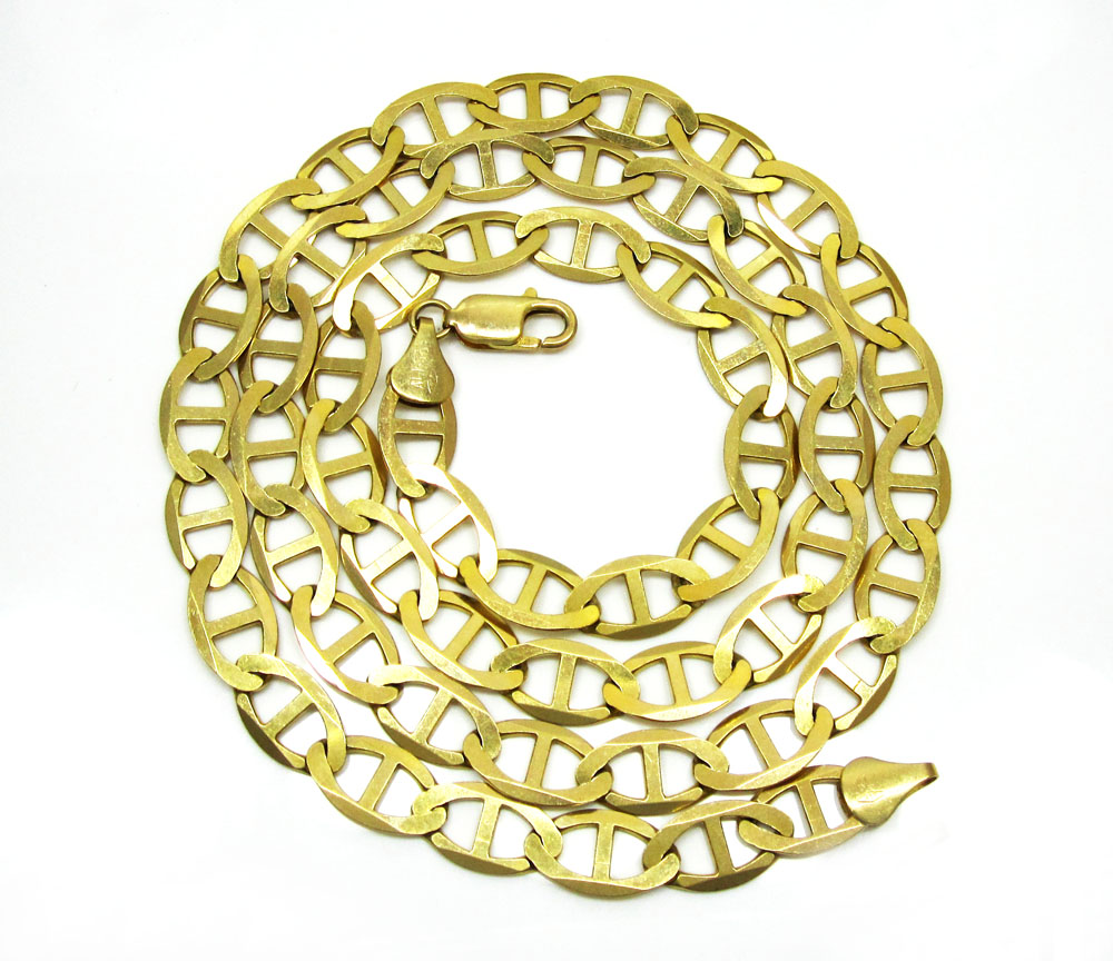 10k yellow gold solid mariner link chain 20-30 inch 9.3mm - Image 2