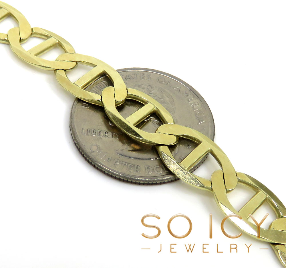 10k yellow gold solid mariner link chain 20-30 inch 9.3mm - Image 3