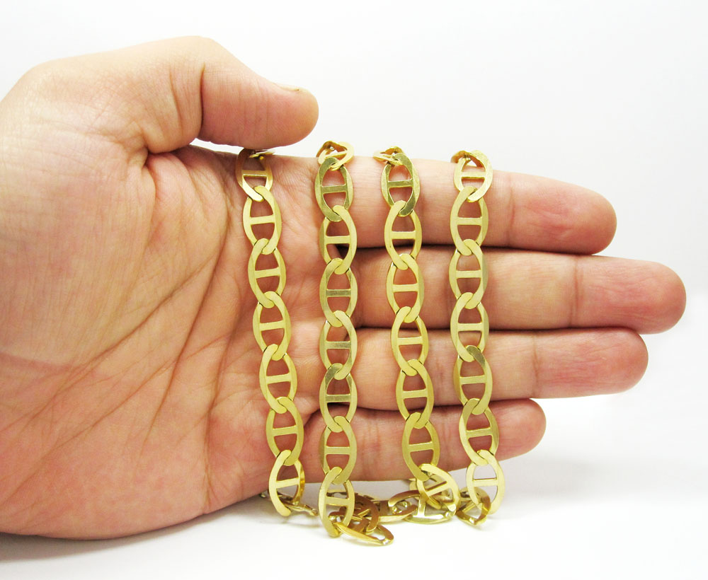 10k yellow gold solid mariner link chain 20-30 inch 9.3mm