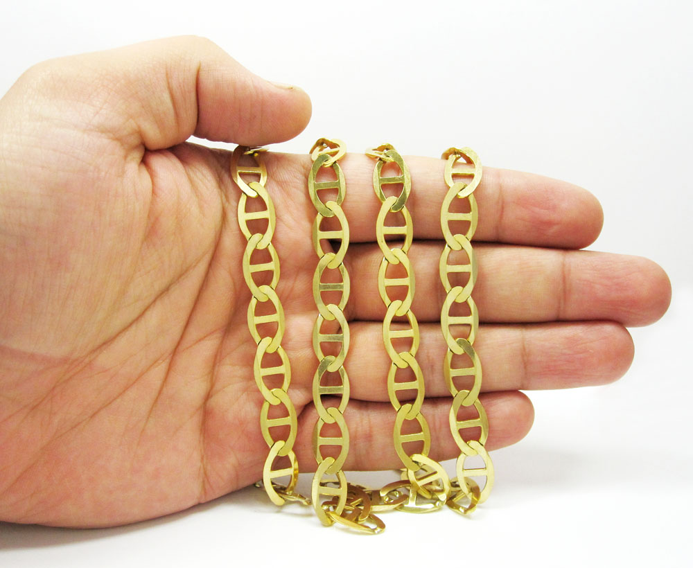 10k yellow gold solid mariner link chain 20-30 inch 9.3mm - Image 5