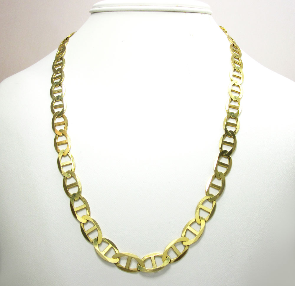 10k yellow gold solid mariner link chain 20-30 inch 9.3mm - Image 6
