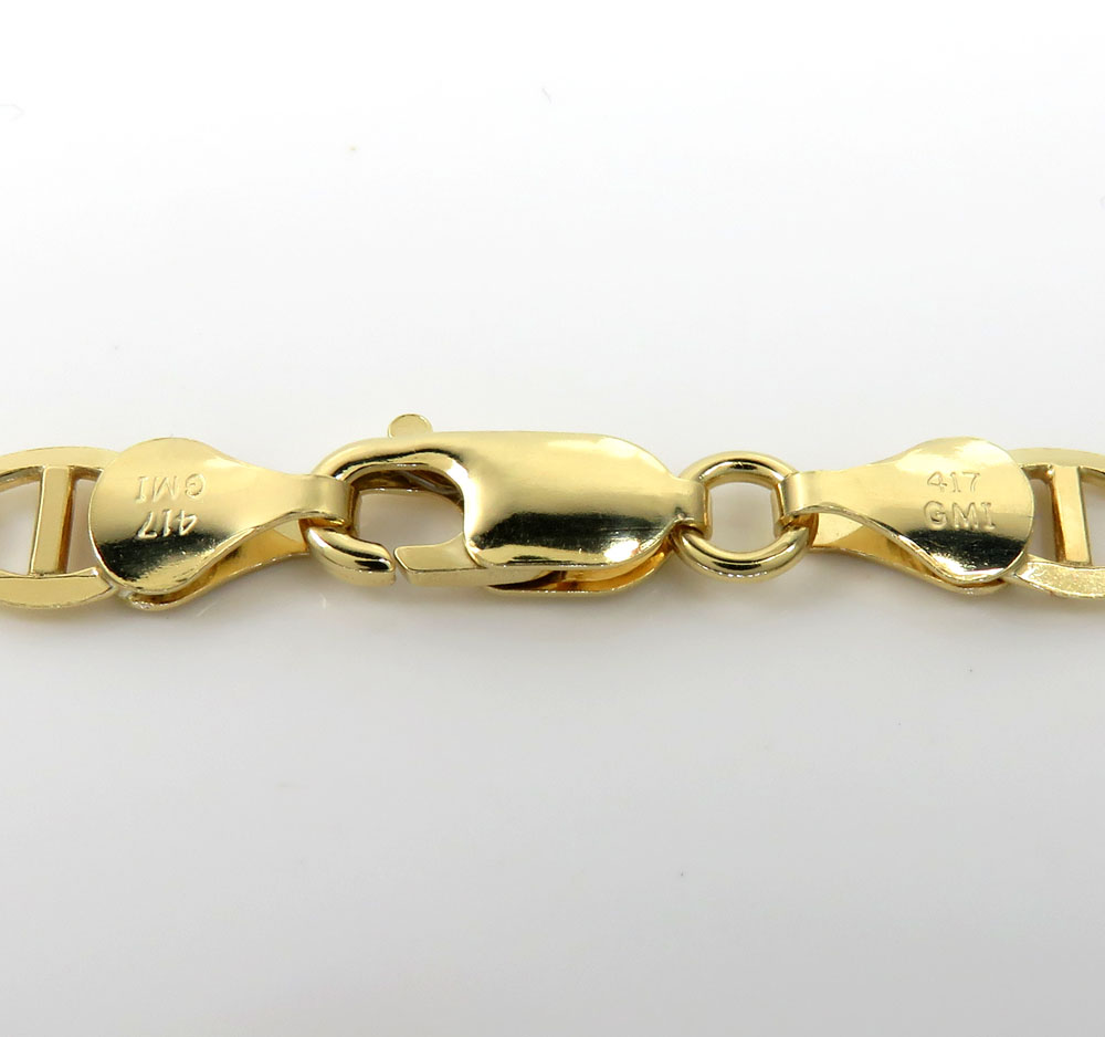 10k yellow gold solid mariner link chain 22-26 inch 6.3mm