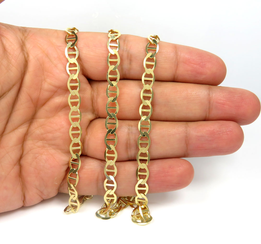 10k yellow gold solid mariner link chain 22-26 inch 6.3mm - Image 4