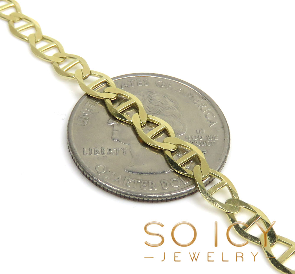 10k yellow gold solid mariner link chain 18-26