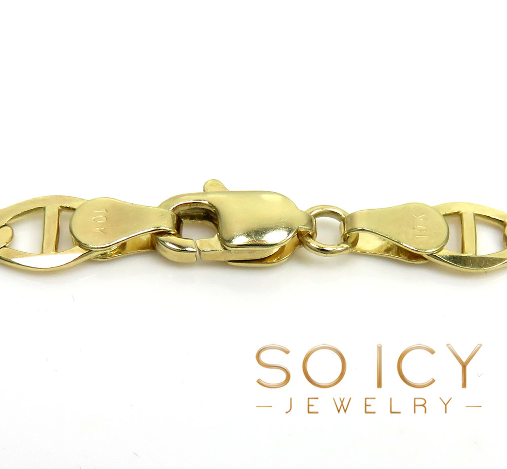 10k yellow gold solid mariner link chain 18-26