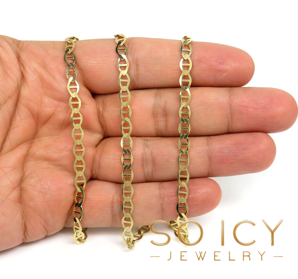 10k yellow gold solid mariner link chain 18-26