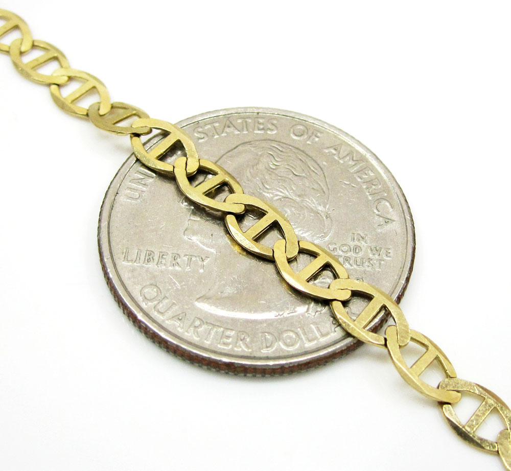 10k yellow gold solid mariner link chain 18-26 inch 4mm