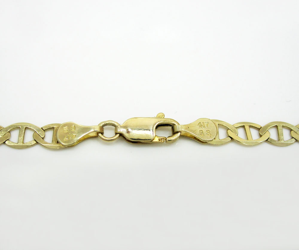 10k yellow gold solid mariner link chain 18-24 inch 4mm