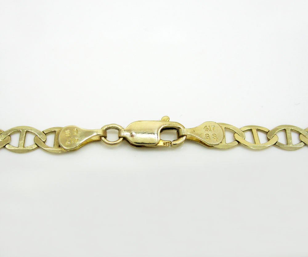 10k yellow gold solid mariner link chain 18-24 inch 4mm - Image 3