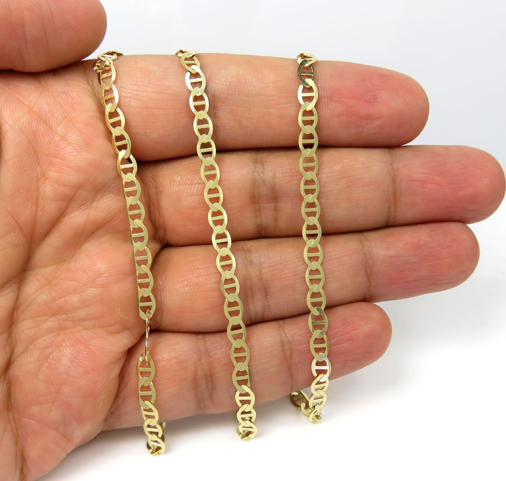 10k yellow gold solid mariner link chain 18-24 inch 4mm - Image 4