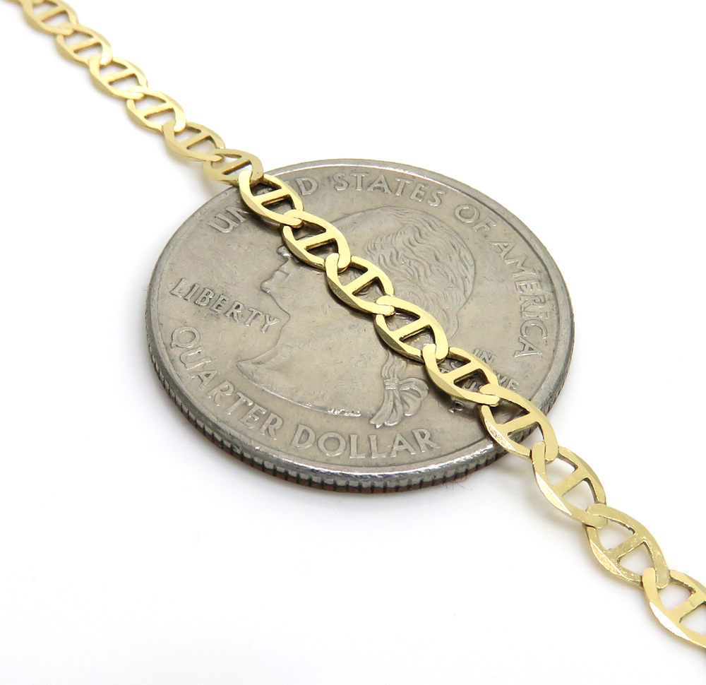 10k yellow gold solid mariner link chain 16-24 inch 3mm
