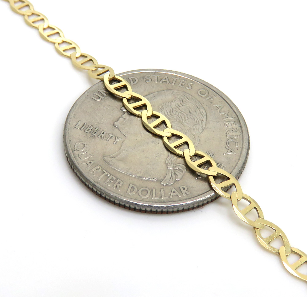 10k yellow gold solid mariner link chain 16-24 inch 3mm - Image 2