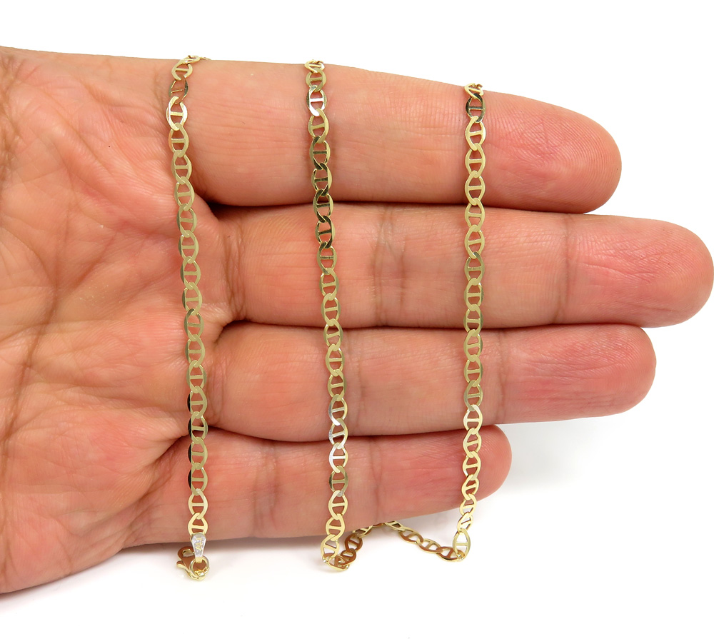 10k yellow gold solid mariner link chain 16-24 inch 3mm - Image 4