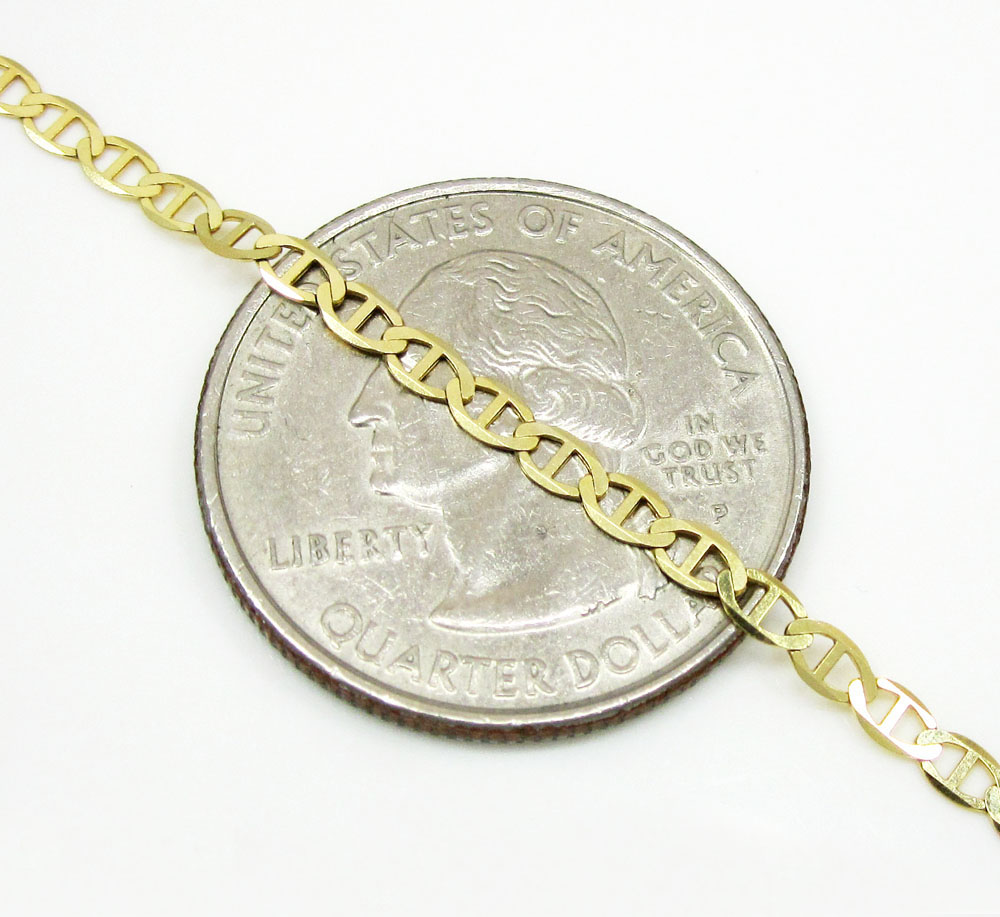 10k yellow gold solid mariner link chain 16-24 inch 2.5mm